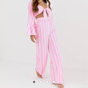 ASOS Pink and White Striped Two Piece Set